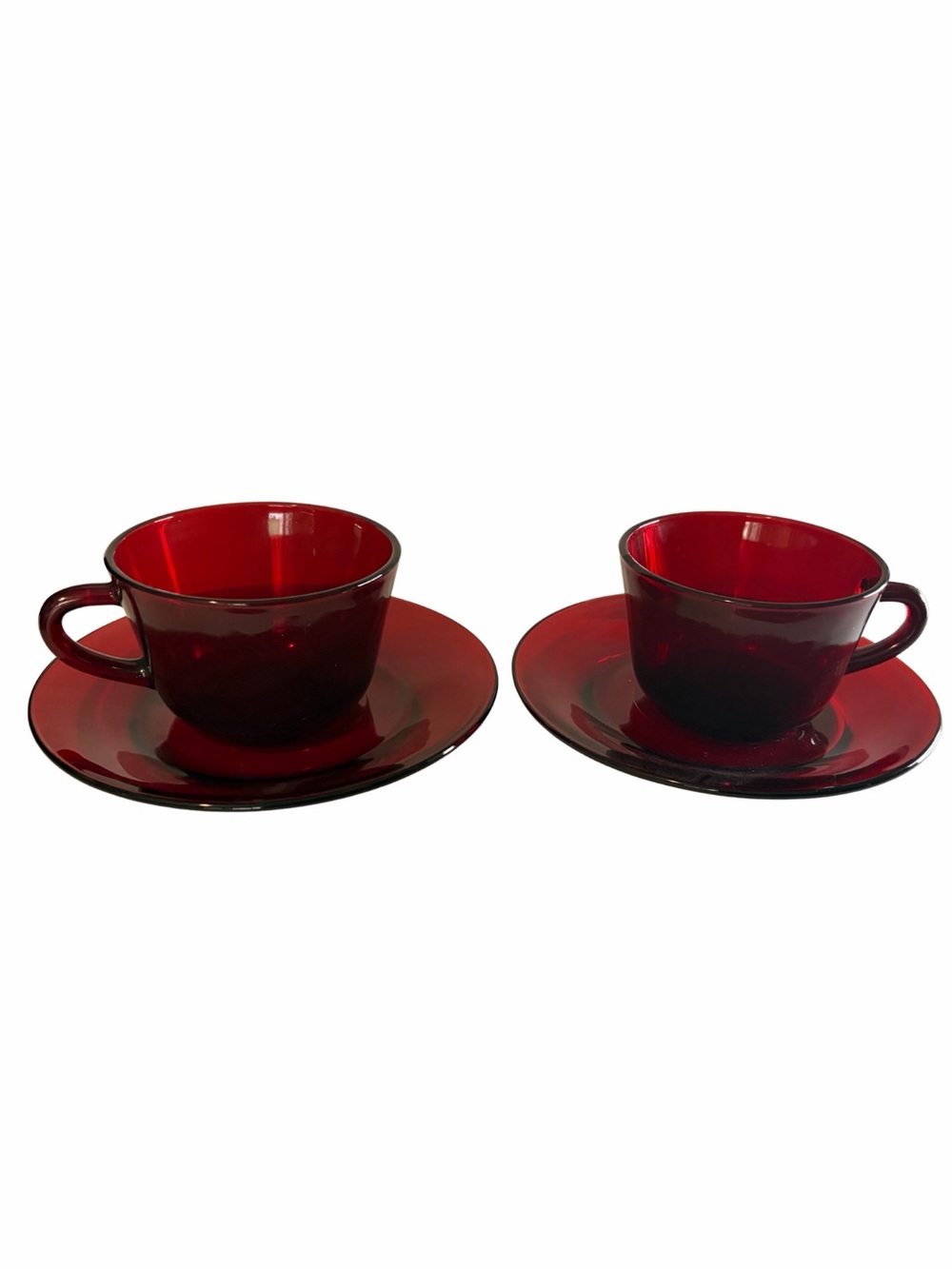 Vintage 1950’s Anchor Hocking Royal Ruby Red Glass Teacups Set of (2)